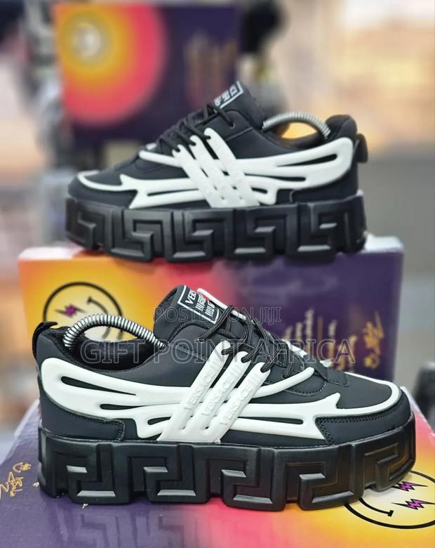 Black And White Rebel Versace Sneakers.