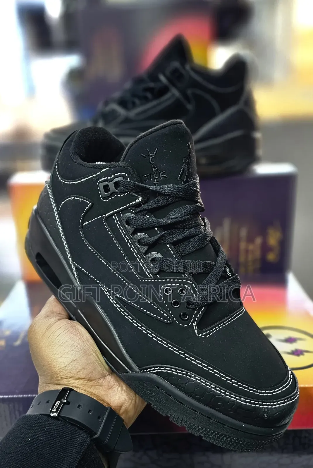 Black Air Jordan 3 Retro With White Contrast Stitching, "Cactus Jack