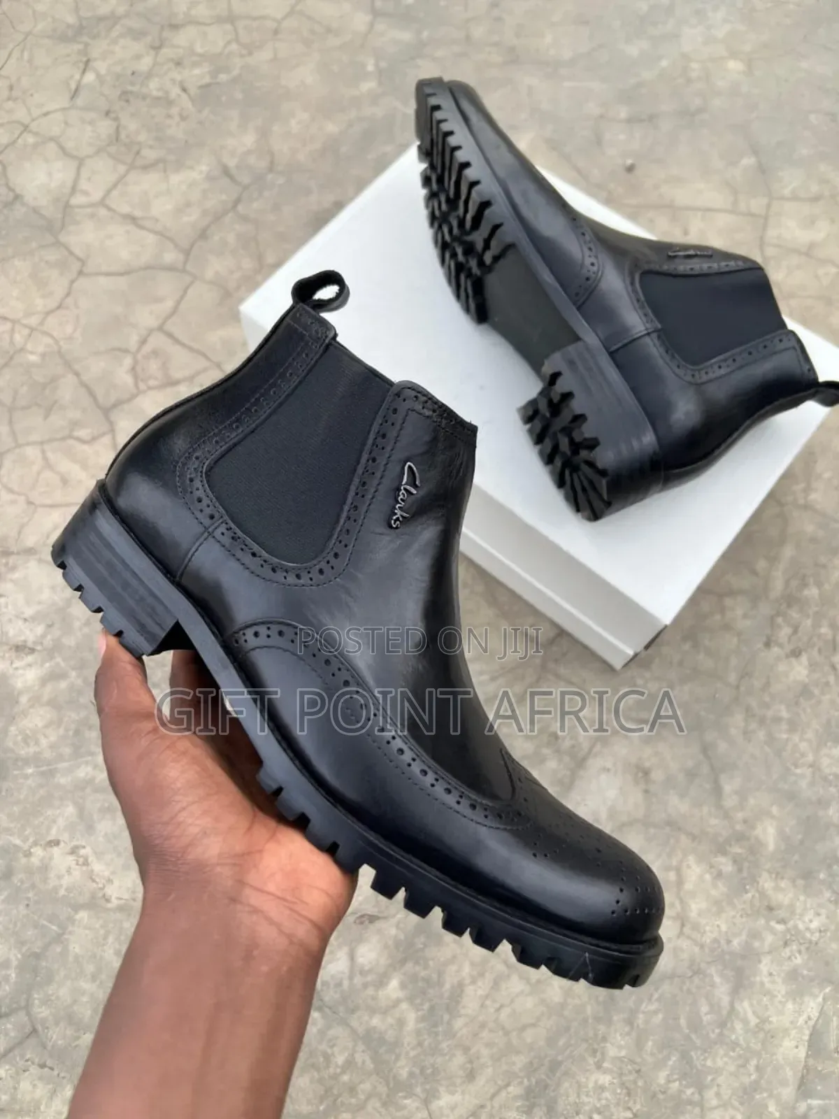 Black Leather Clarks Chelsea Boots