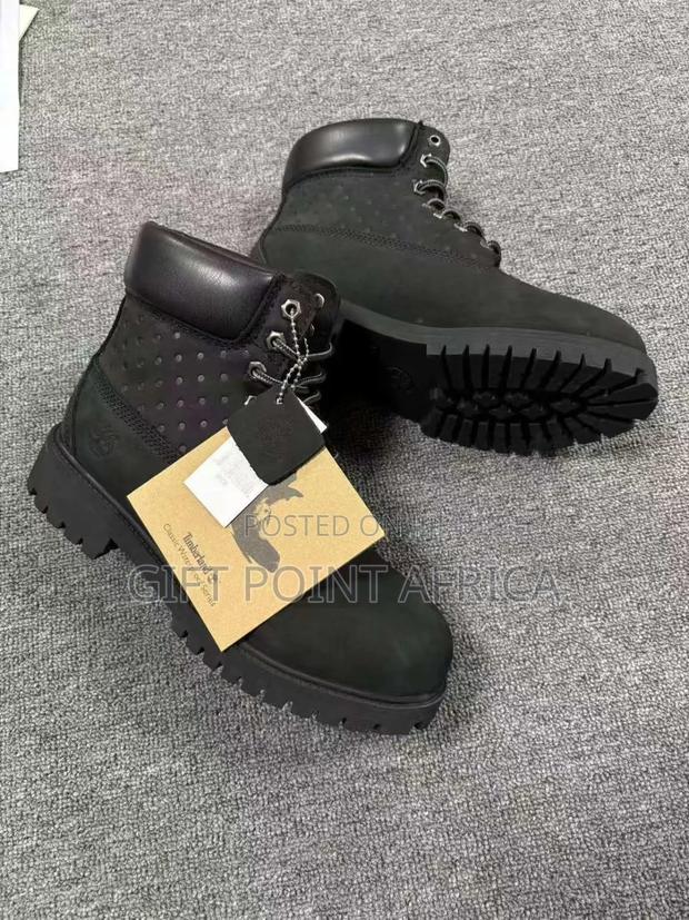 Black Leather Timberland Boots - main view