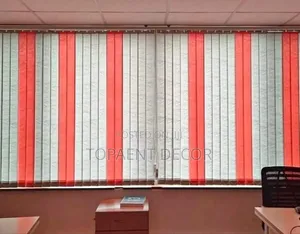 Light Grey And Orange  Sleek Look Vertical Office Window Blinds
