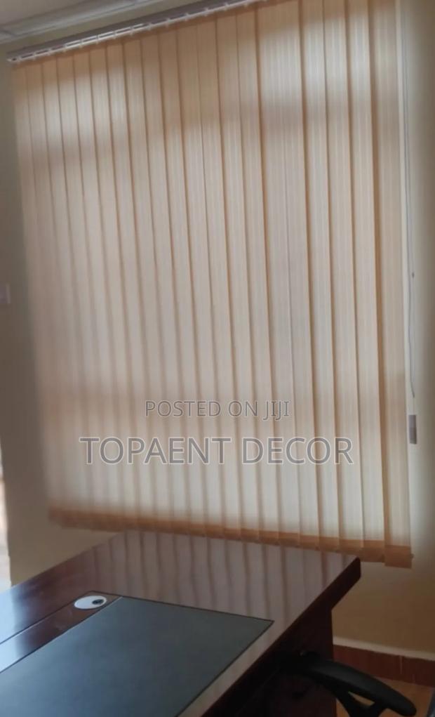 Beige Light Control Made Beautiful With Vertical Office Blinds - main view