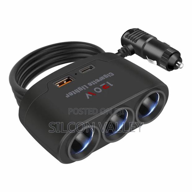 3-in-1 Dual Usb 120w Car Cigarette Lighter Splitter 12v - thumbnail 3