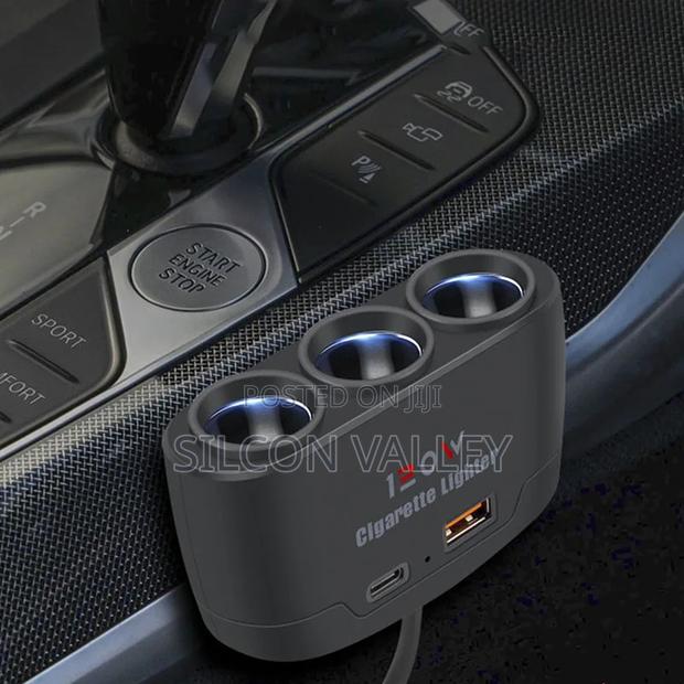3-in-1 Dual Usb 120w Car Cigarette Lighter Splitter 12v - thumbnail 4