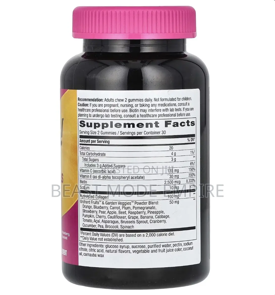 Hair Skin Nails Gummies With Collagen and Biotin Made in Usa