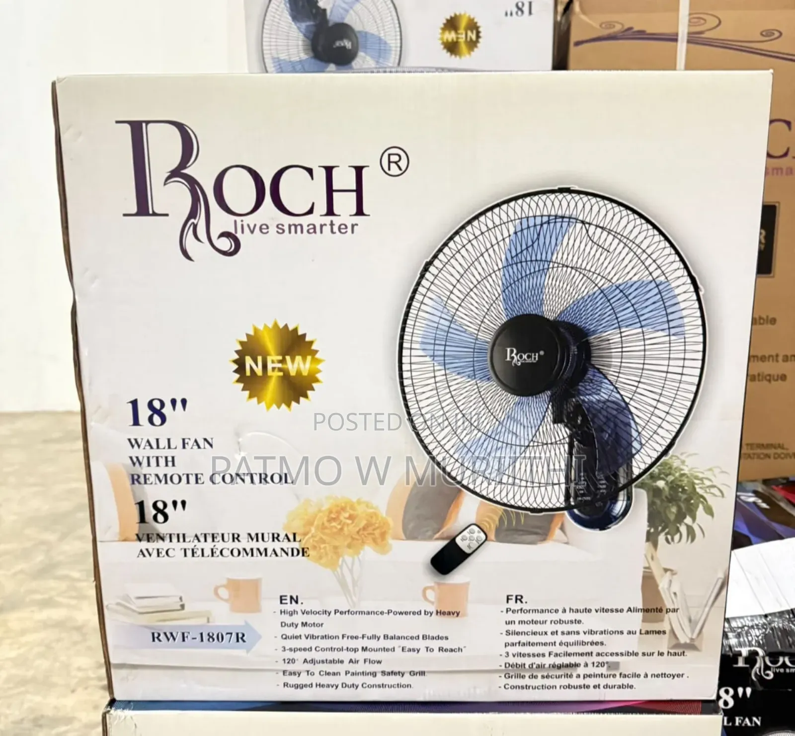 Wall Fan, Roch 18inches Wall Fan With Remote