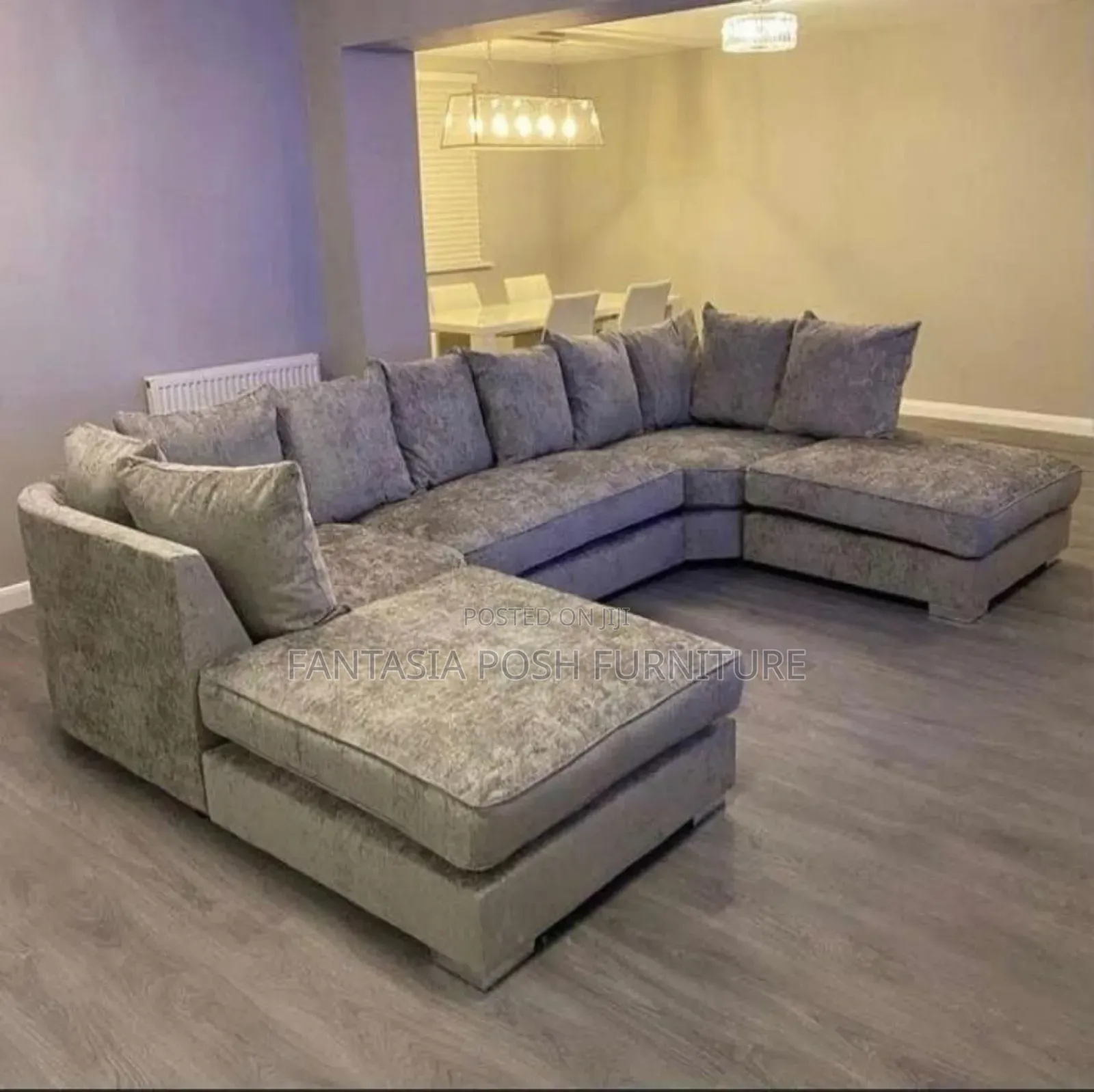 7-Seater Modern Grey U-Shaped Sofa