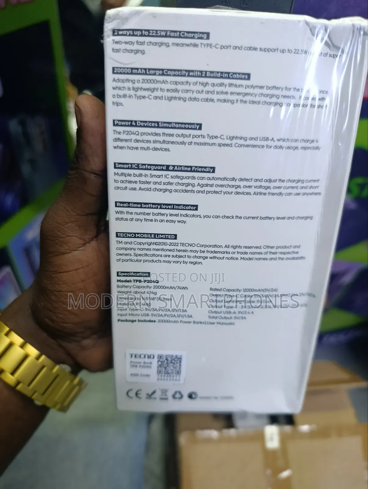 20000mah Tecno Powerbank 22.5 Fast Charging Power Bank