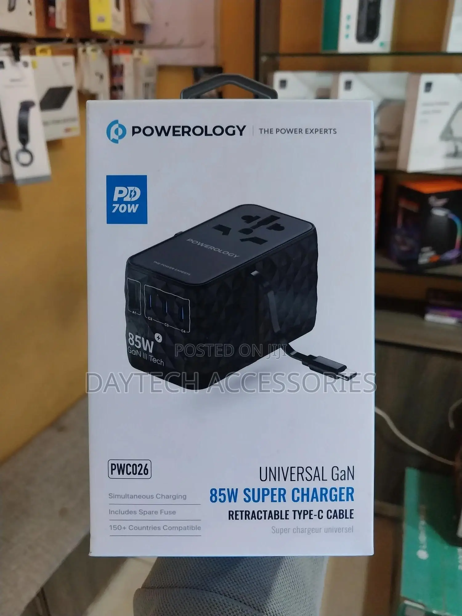 Powerology Universal Gan 85w Super Travel Charger Adapter.