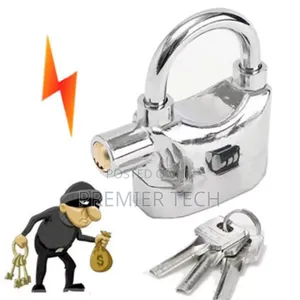 Stainless Steel Silver Padlock With Alarm 3 Keys