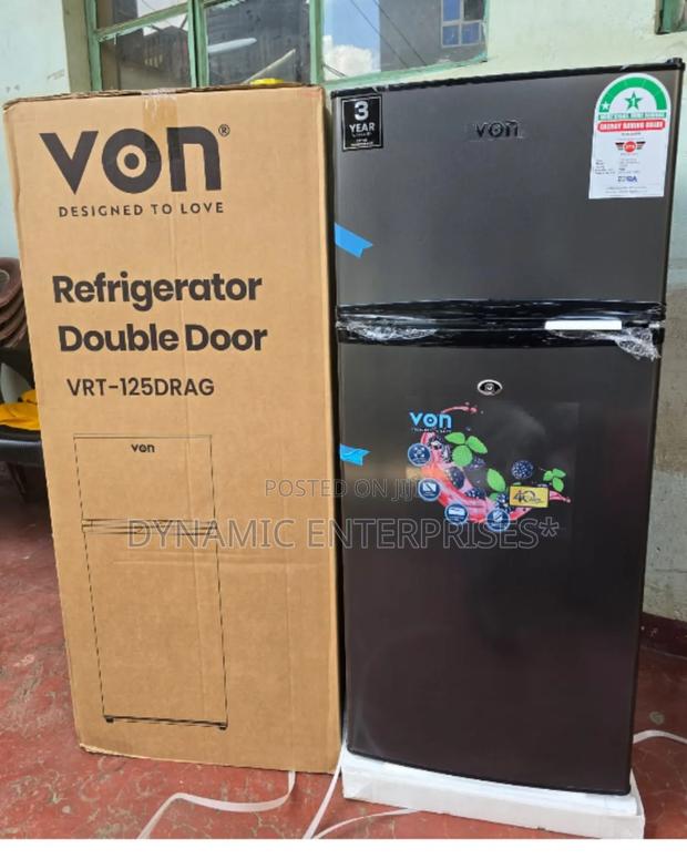 Von Double Door Fridge 125litres Direct Cool