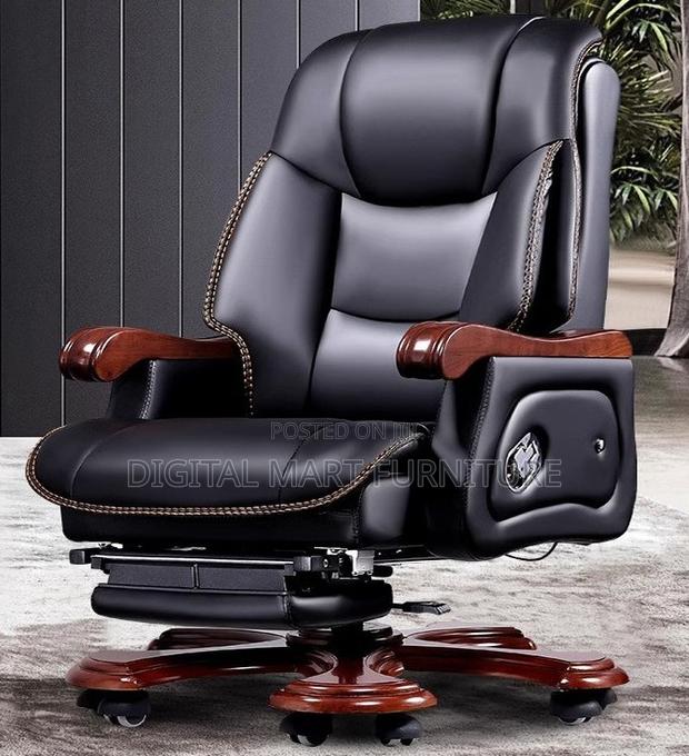 Leather Black Chair With Ottoman