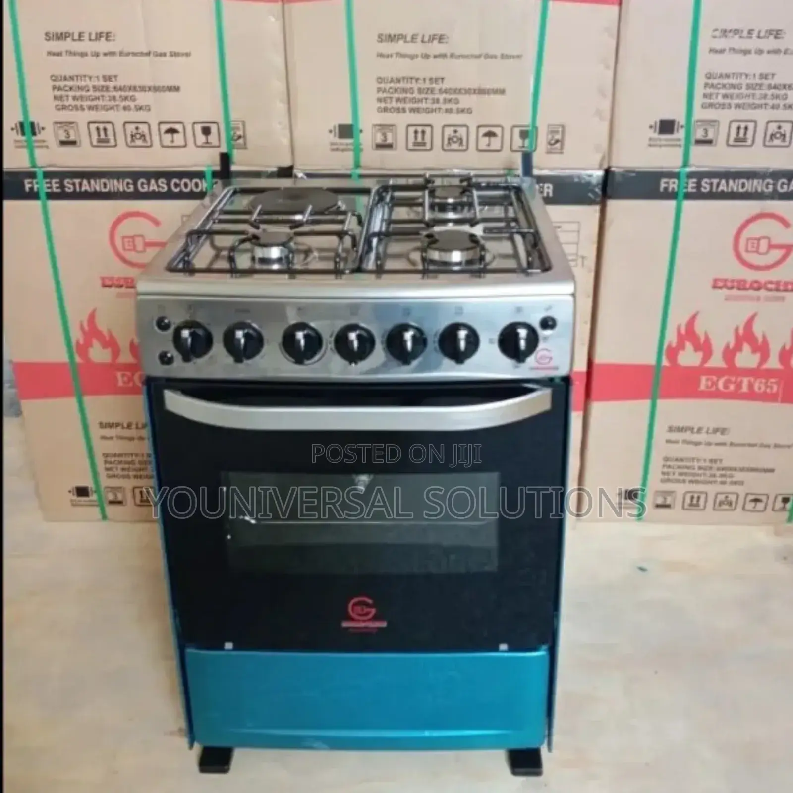 60*65 Eurochef Free Standing 3 Gas Burner +1 Electric
