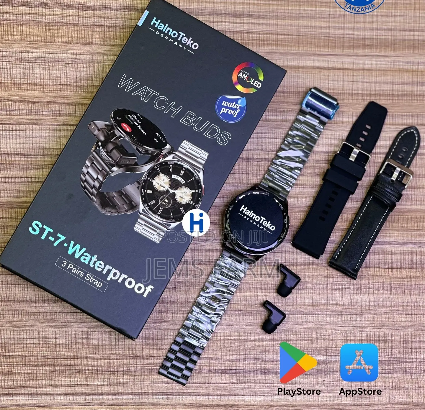 Hainoteko St-7 Waterproof Smart Watch With Free Ear Buds and 3 Straps