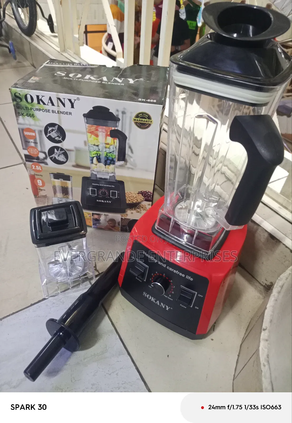 Sokany Commercial Blender 2 in 1 5000 Watts