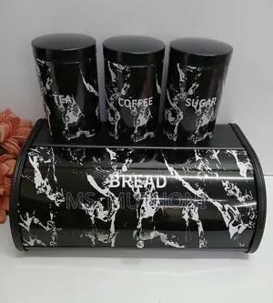 Black / Marble Unique and Elegant Bread Storage Bin 3pcs Canisters