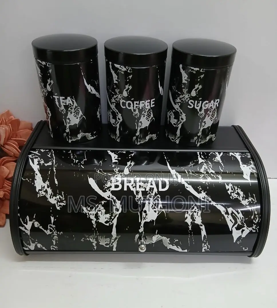 Black / Marble Unique and Elegant Bread Storage Bin 3pcs Canisters