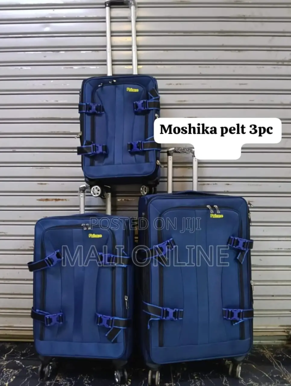 3-Piece Prime Navy Blue Soft-Shell Spinner Luggage Set