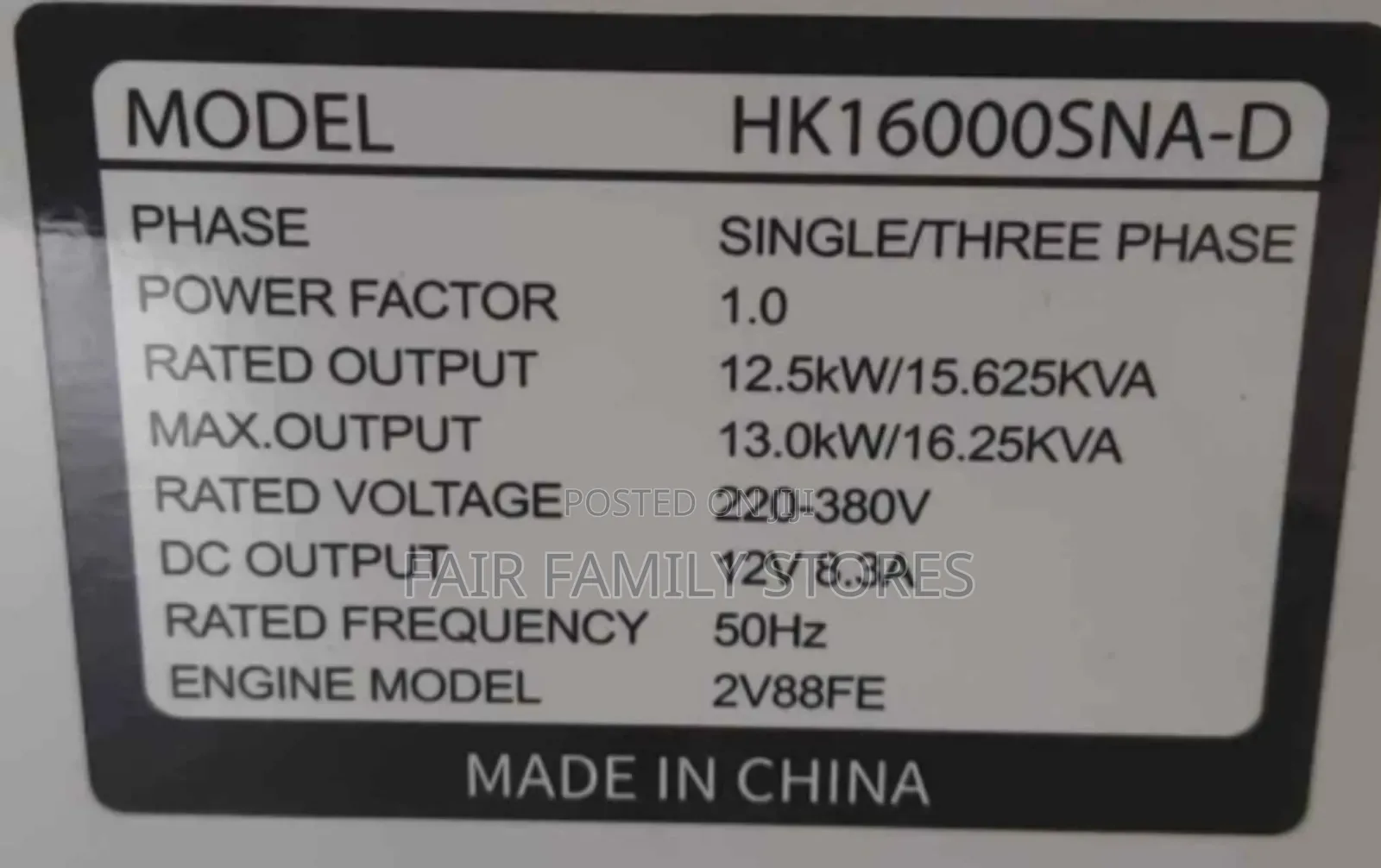 Hisak 15kva Diesel Generator
