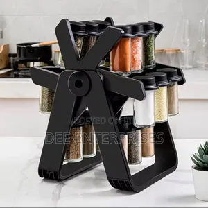 Rotary Seasoning Rack With Jars
