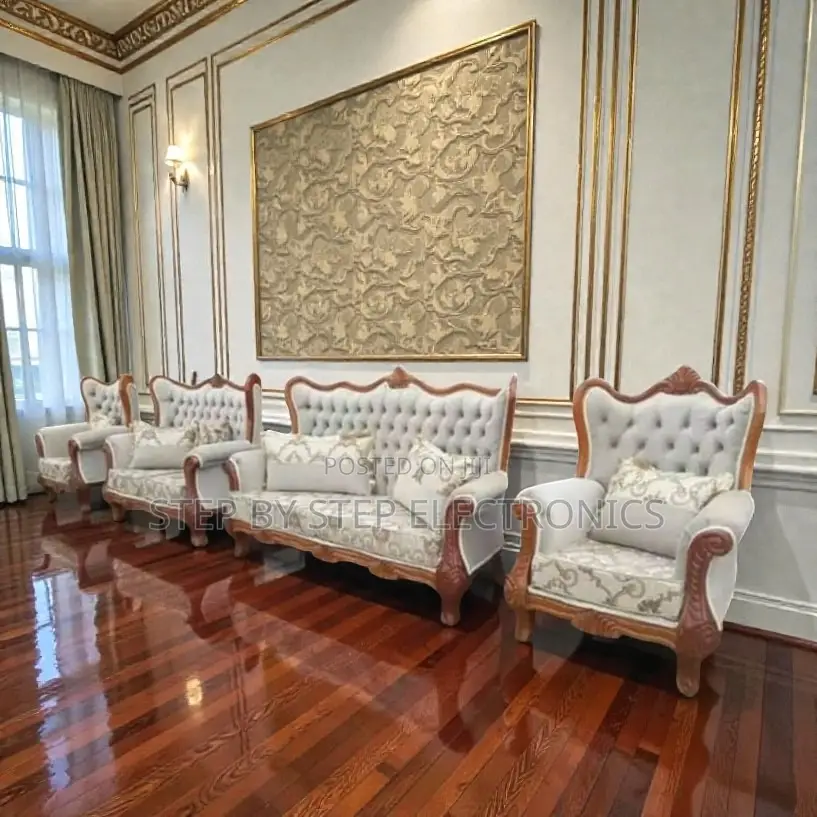 Hand Carving Antique Design 7 Seater Ex-Uk Clean Sofa Fabric Set