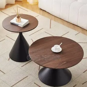 Home Table Set; Round Wood Top Minimalist Cream Coffee Table for Home
