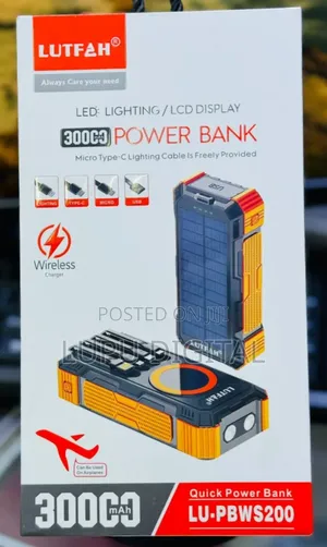 30000mah Solar Power Bank Wireless Charging Portable Outdoor Charger