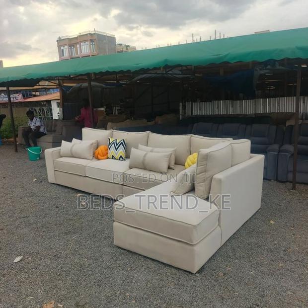 Creamy White 7 Seater Normal L Sofa - thumbnail 2