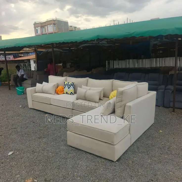 Creamy White 7 Seater Normal L Sofa