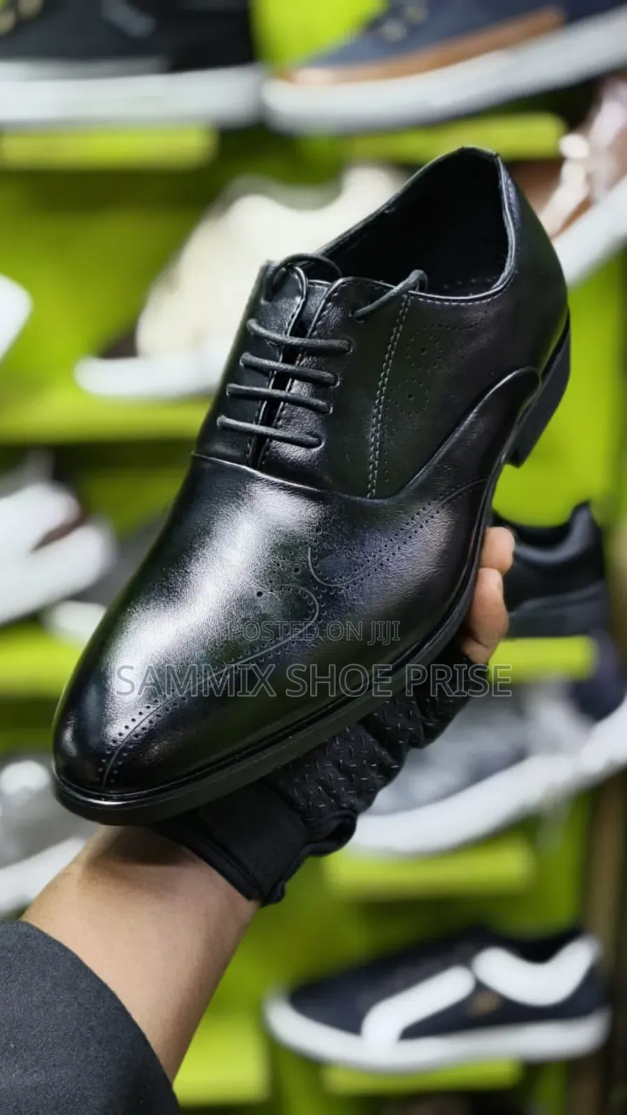 Black Embossed Men Official Shoes