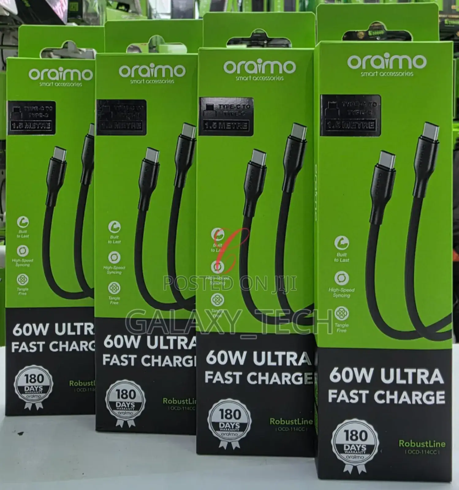 Oraimo 60w Fast Charge Cable Robustline Ocd-114cc Type C to Type C