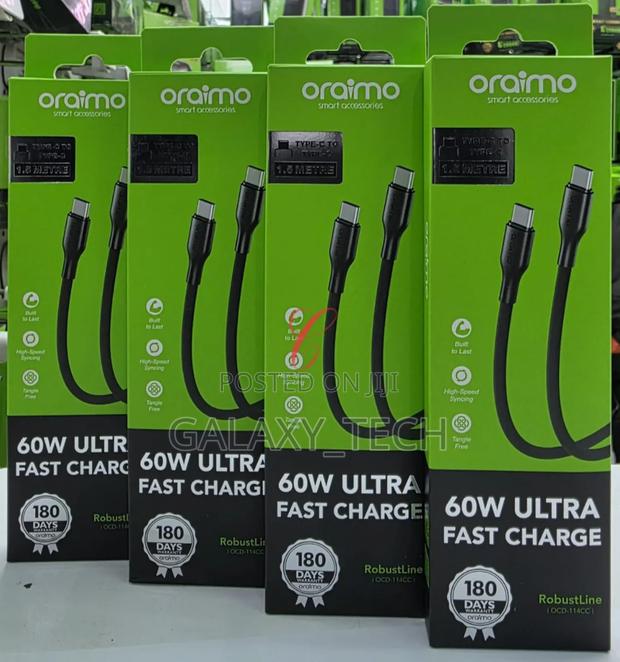 Oraimo 60w Fast Charge Cable Robustline Ocd-114cc Type C to Type C