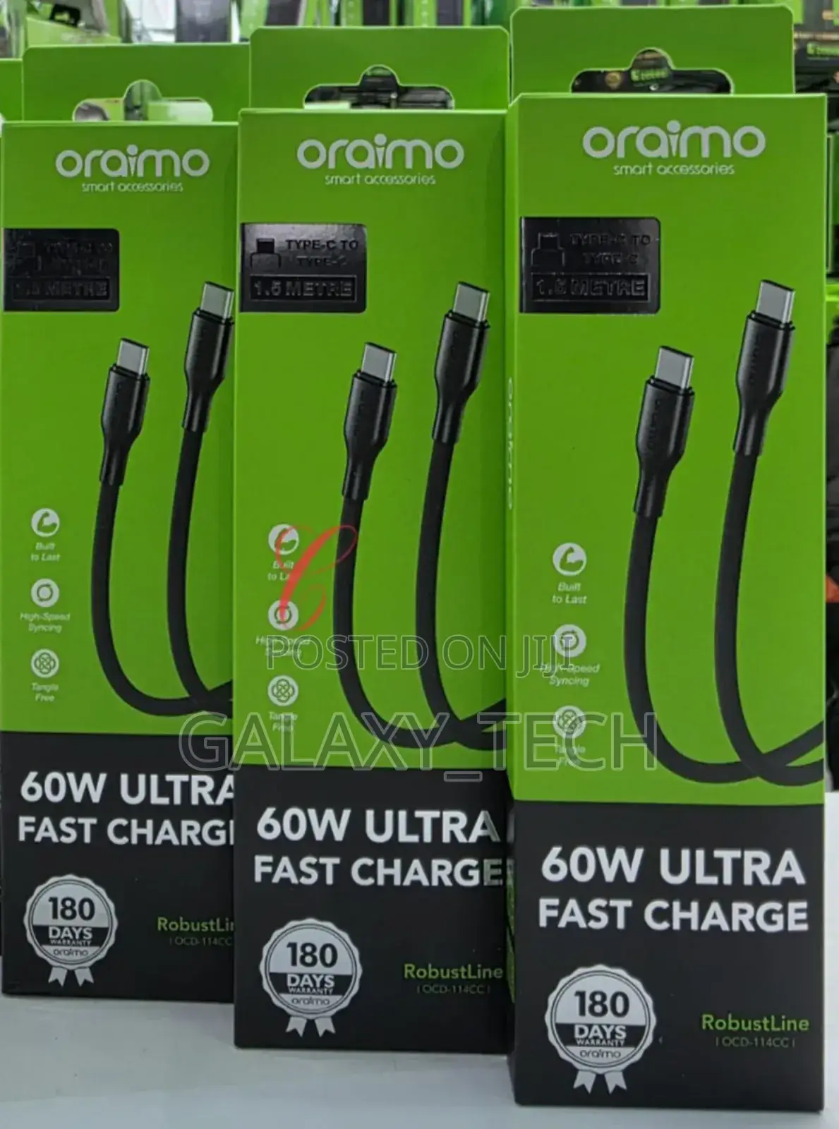 Oraimo 60w Fast Charge Cable Robustline Ocd-114cc Type C to Type C