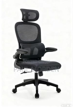 Office Chair :Folding Hands Black High Back Chair