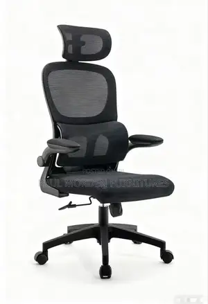 Office Chair :Folding Hands Black High Back Chair
