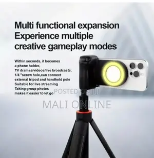 Magnetic Phone Holder With Led Fill Light Bluetooth Shutter