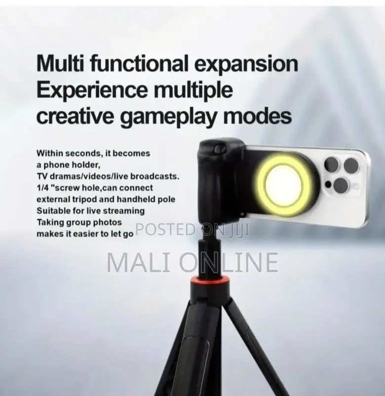 Magnetic Phone Holder With Led Fill Light Bluetooth Shutter