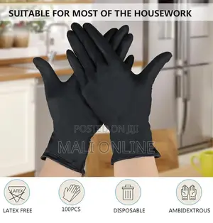 Black Nitrile Gloves 100pcs Food-Grade Disposable Powder-Free Gloves