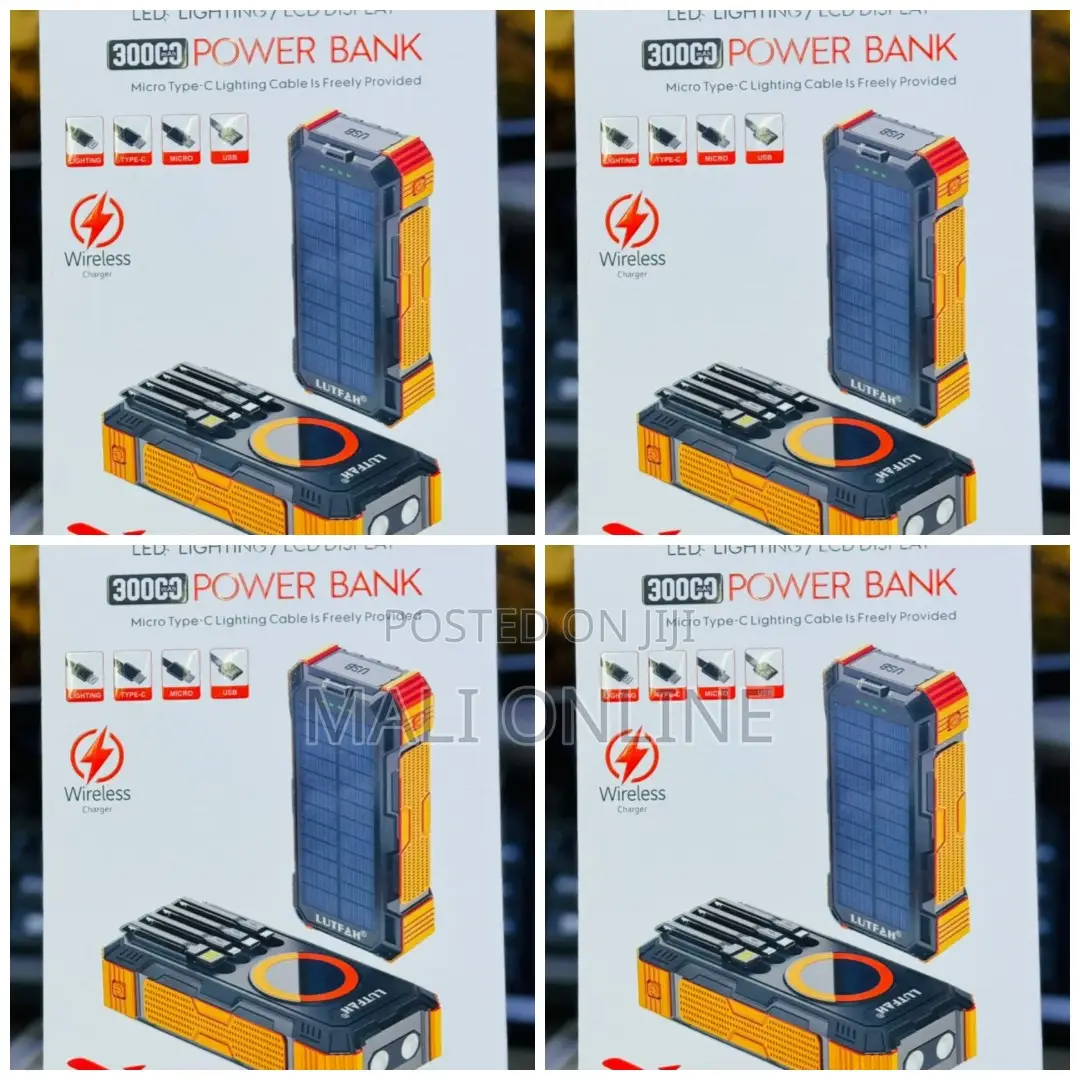 30000mah Solar Power Bank Wireless Charging Portable Outdoor Charger