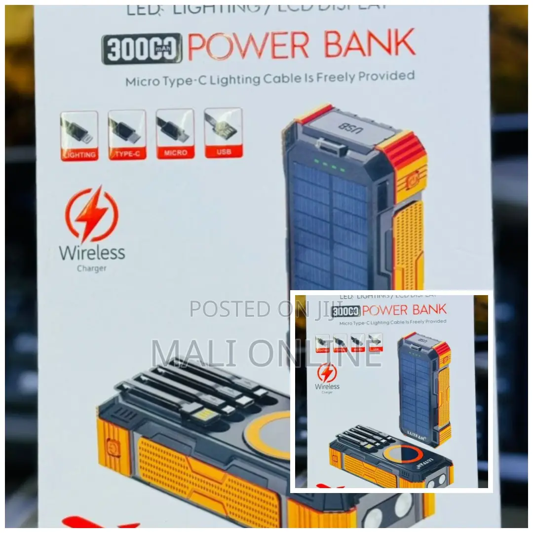 30000mah Solar Power Bank Wireless Charging Portable Outdoor Charger