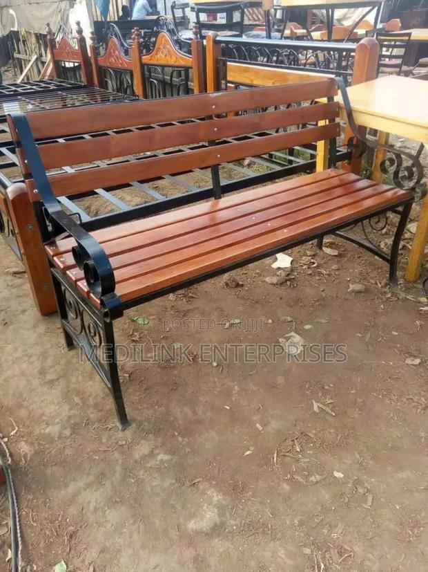 Wooden Mahogany Metallic Bench
