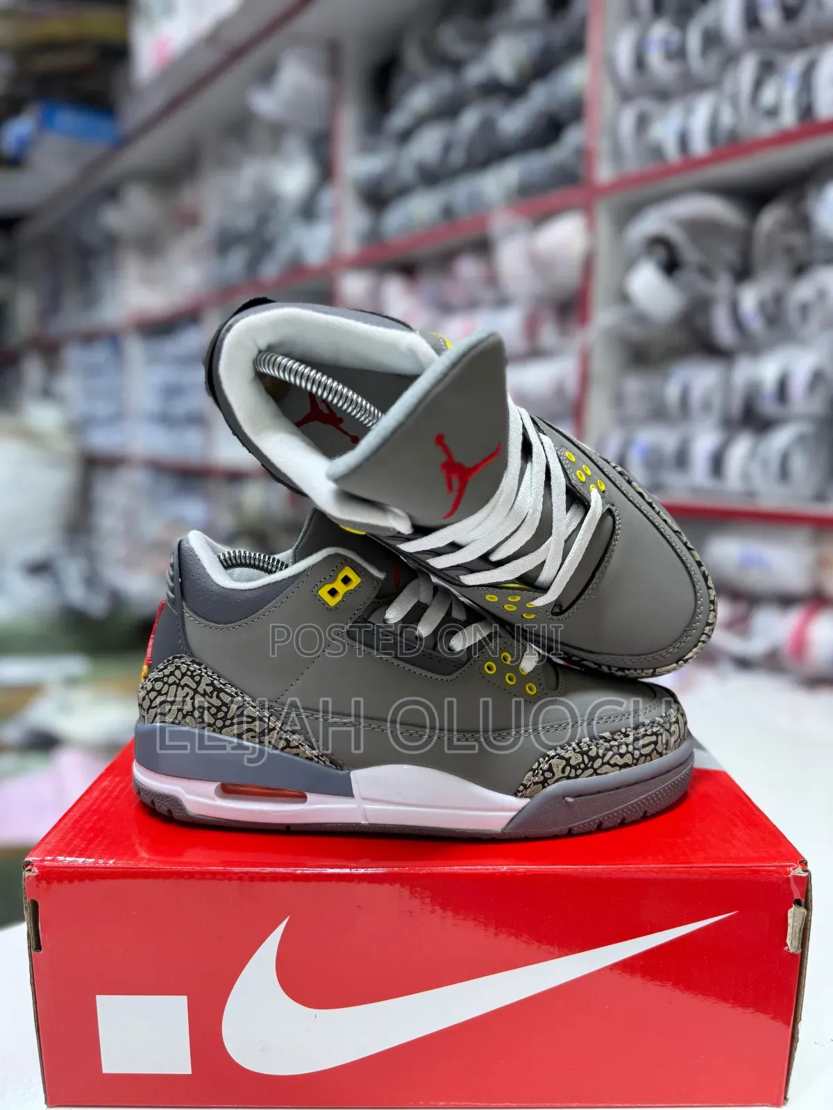 Leather Shoes Grey Jordan 3