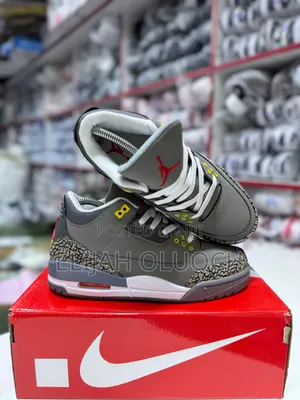 Leather Shoes Grey Jordan 3