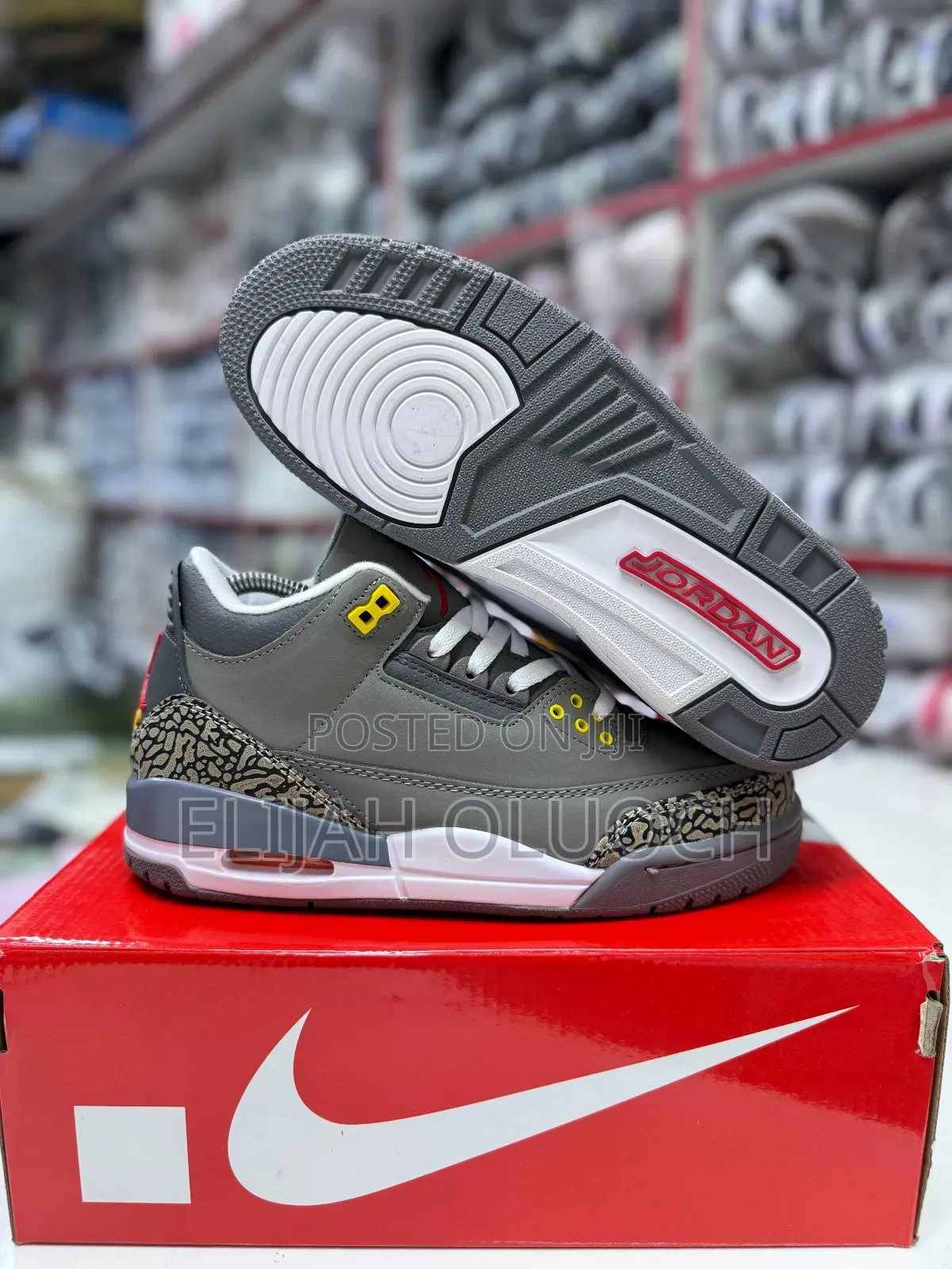 Leather Shoes Grey Jordan 3