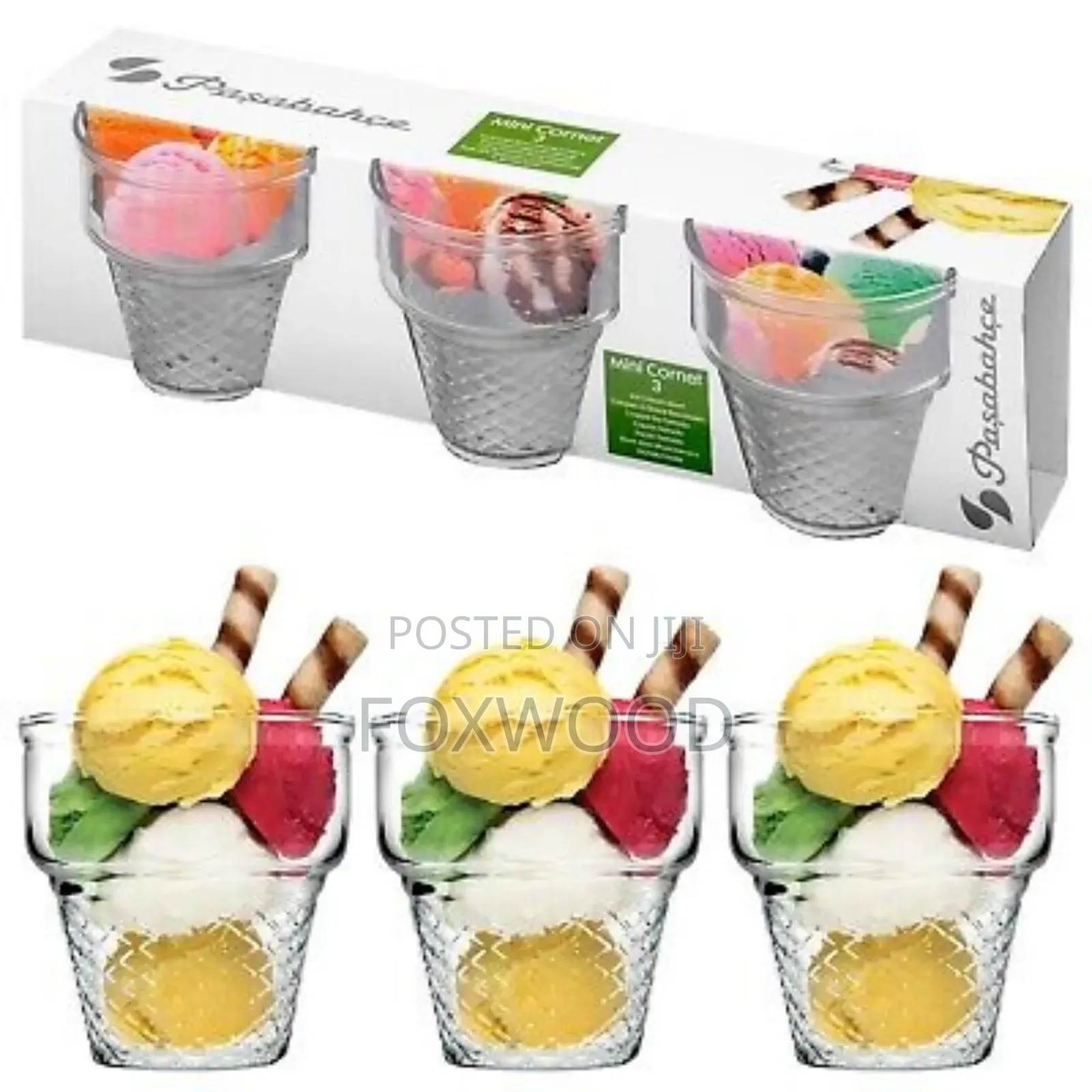 Pasabahce Mini Cornet Glass Ice Cream Cup 3pcs