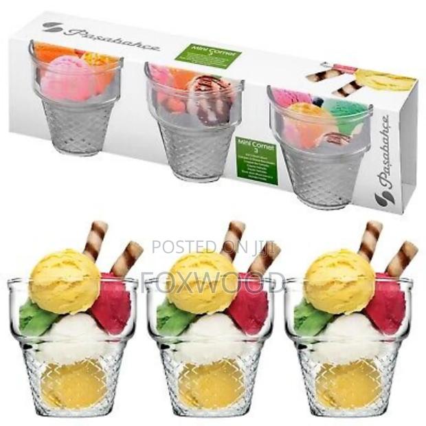 Pasabahce Mini Cornet Glass Ice Cream Cup 3pcs - main view