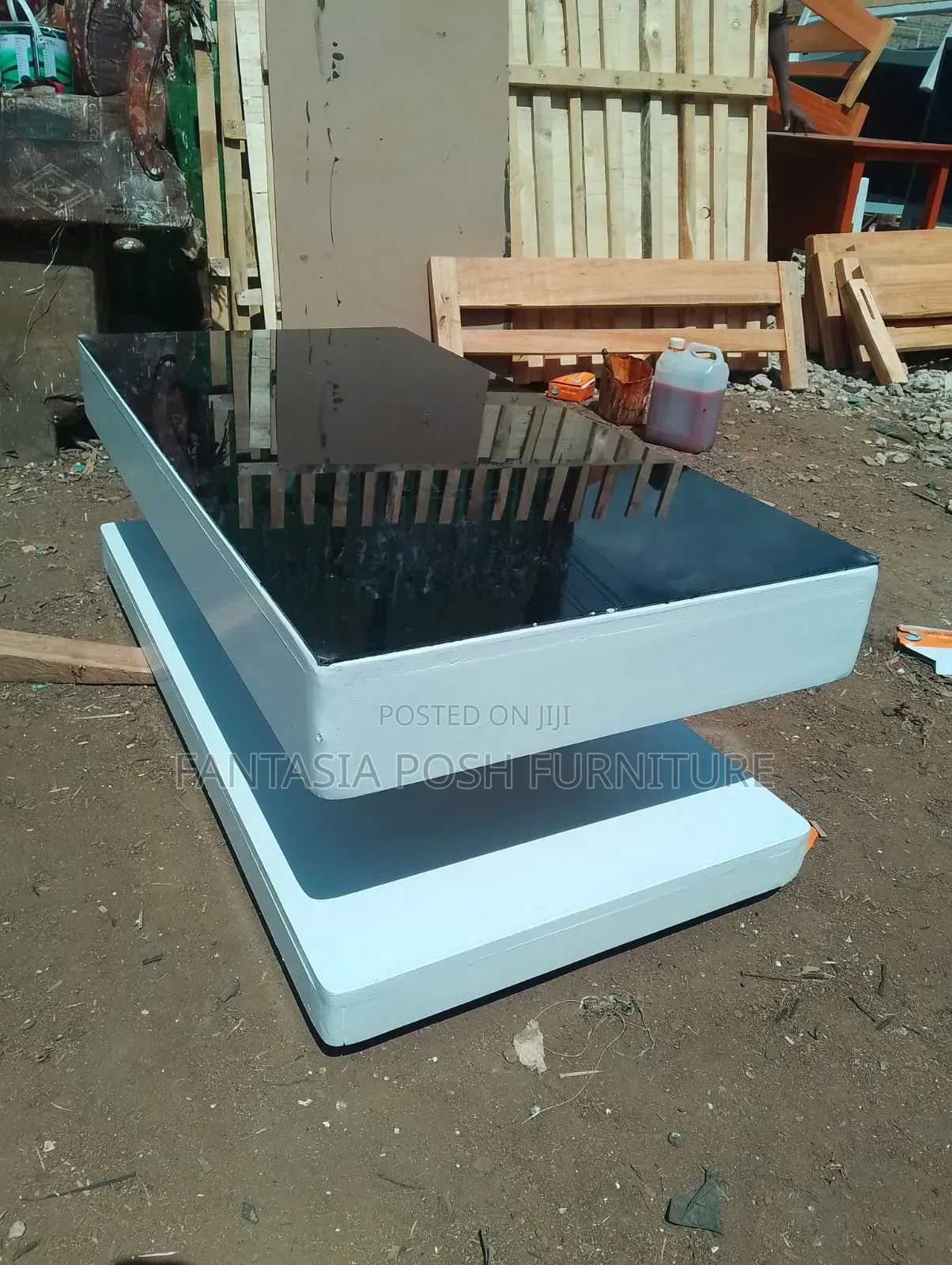 Black Glass Floating Coffee Table