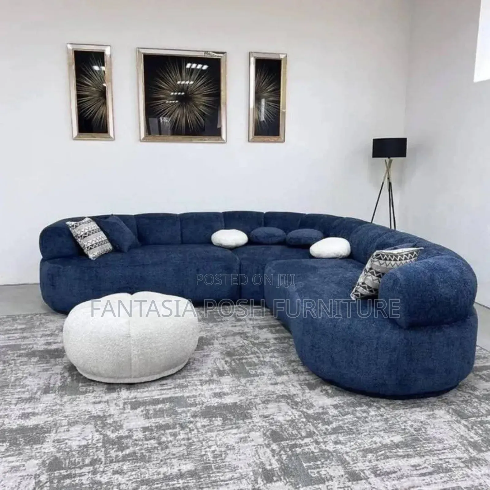 Blue Curved Bubble Sofa - Free Delivery