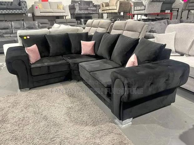 Black Velvet Sofa - main view