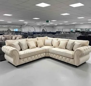 5 Seater Cream Chester Corner Sofa - Free Delivery